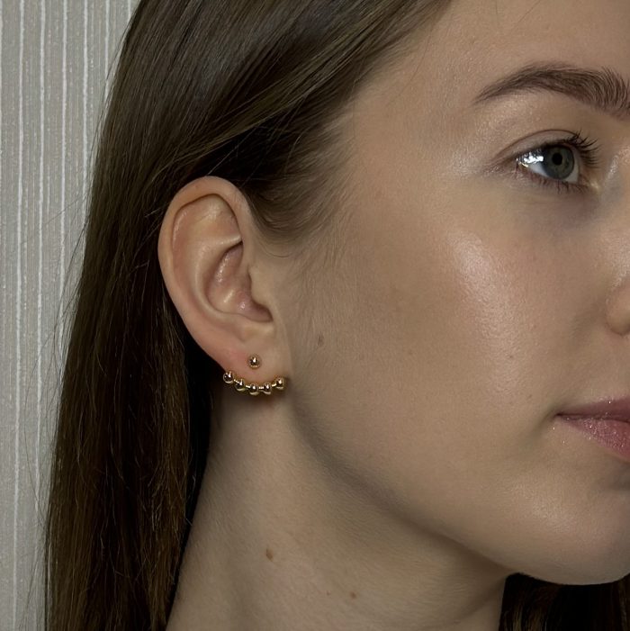 Сережки-джекети медичне золото 1,5 см - Зображення 2