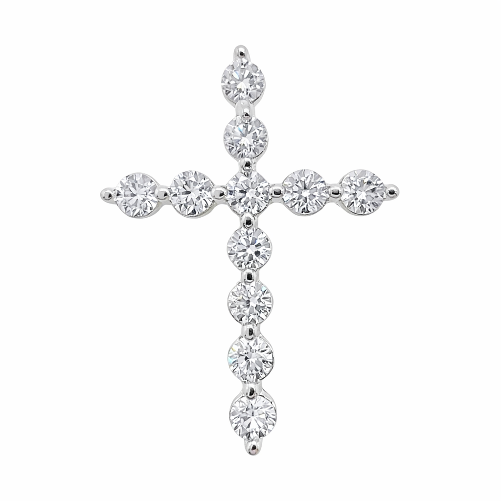 Підвіска Хрестик з камінчиками медичне золото 25х16 мм