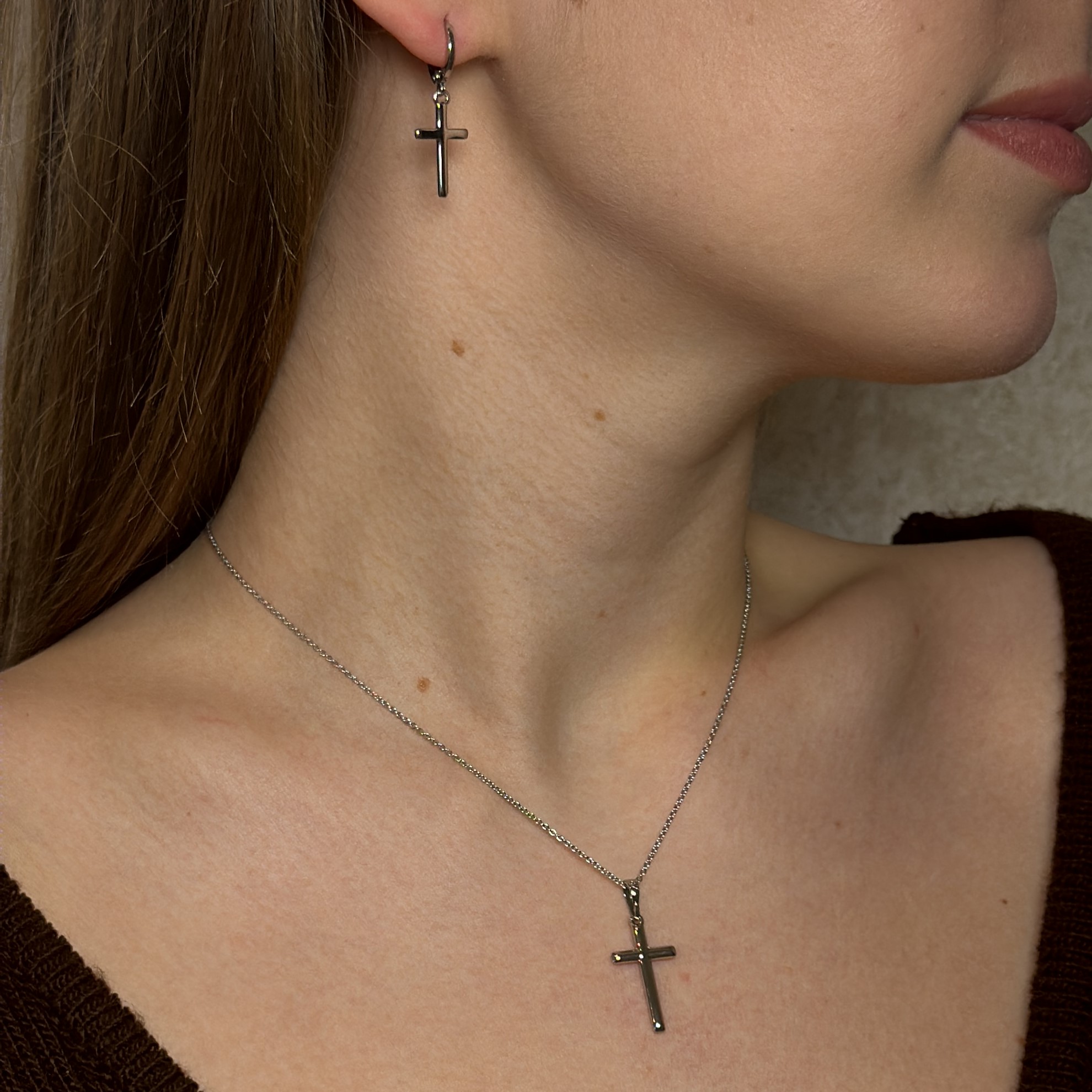 Набір Хрестик срібний медичне золото - Зображення 3