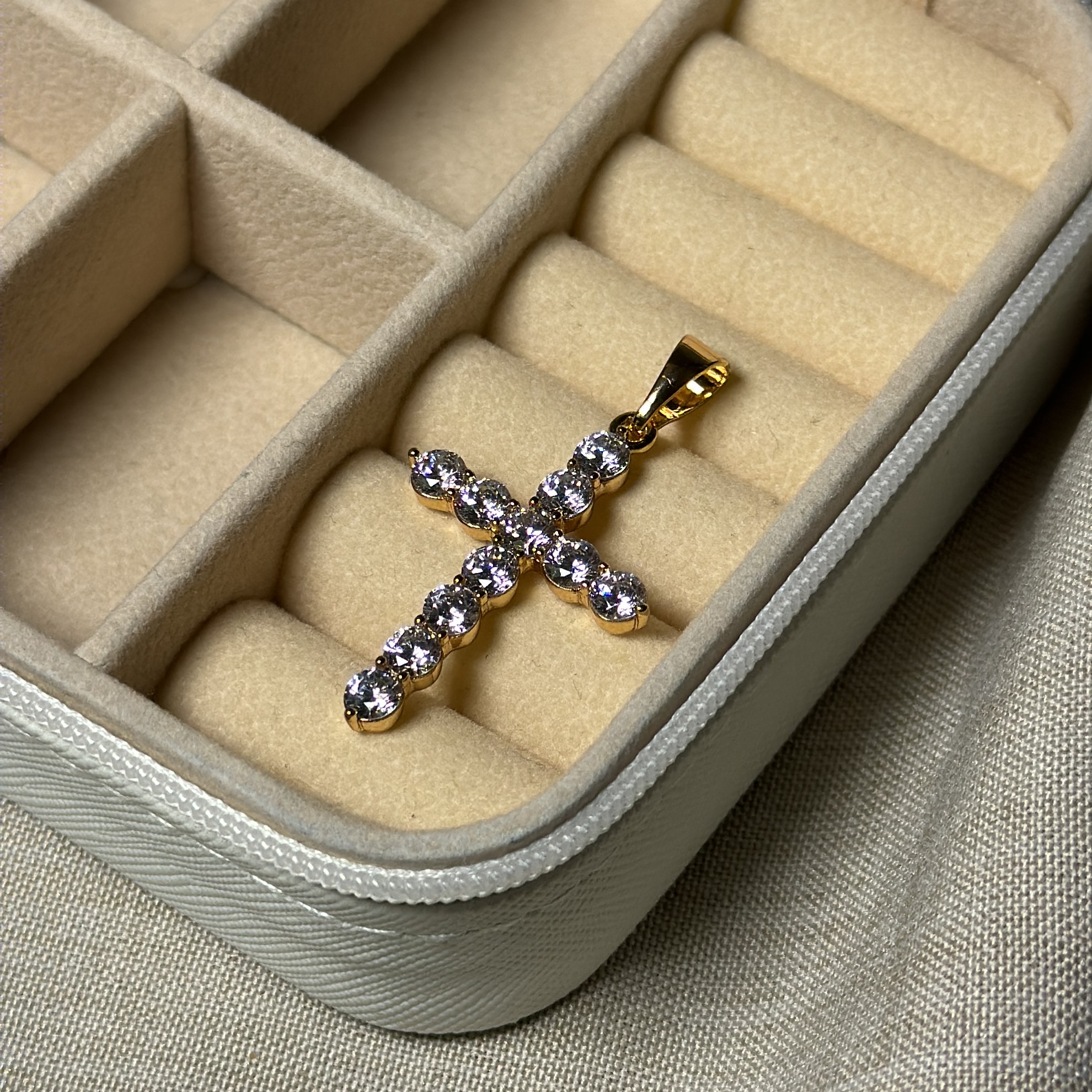 Підвіска Хрестик з камінням медичне золото 30х20 мм - Зображення 5