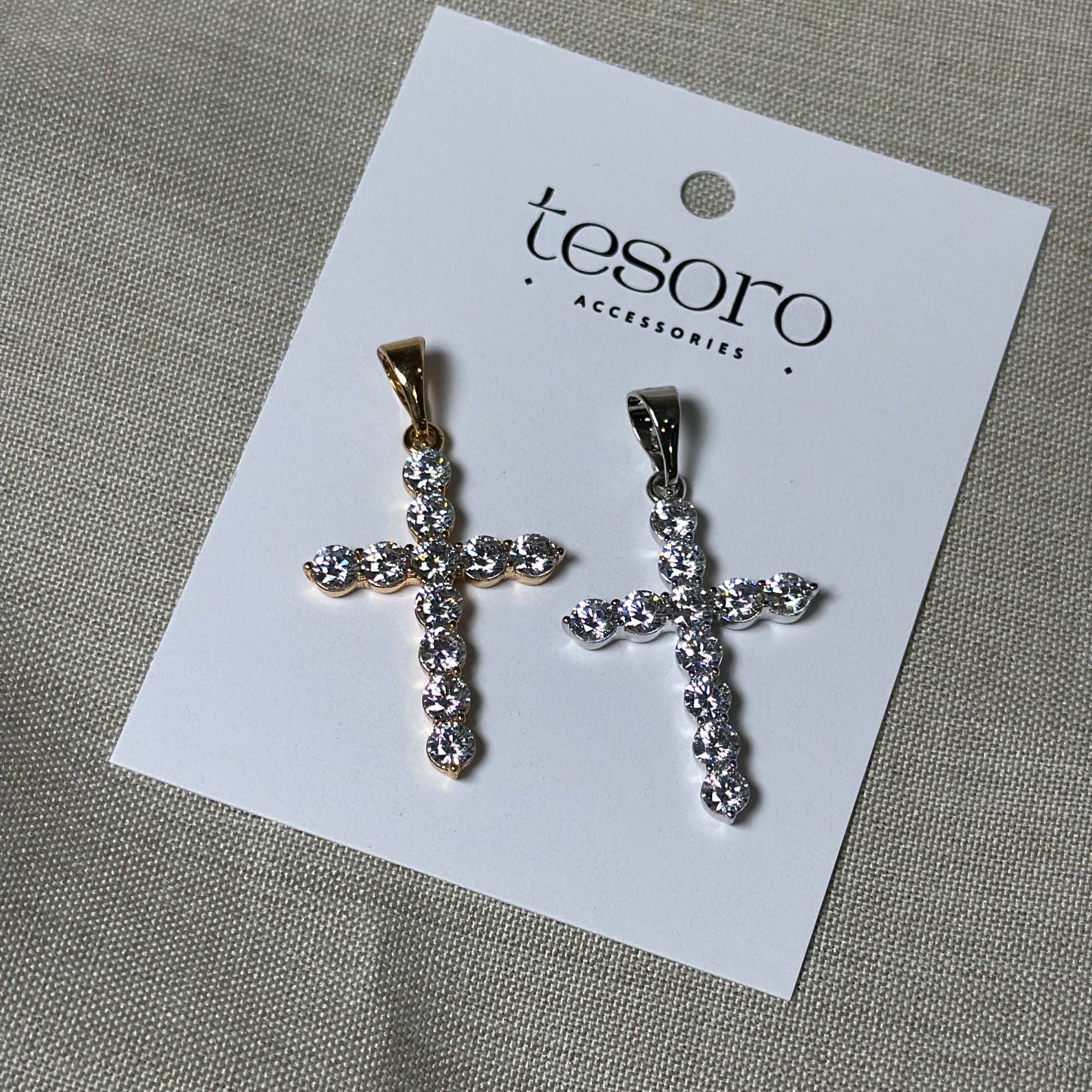 Підвіска Хрестик з камінням медичне золото 30х20 мм - Зображення 2