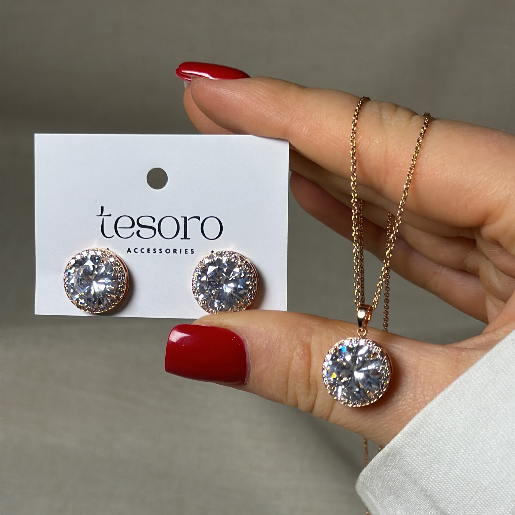 Набір прикрас з камінцями 12 мм медзолото - Зображення 4