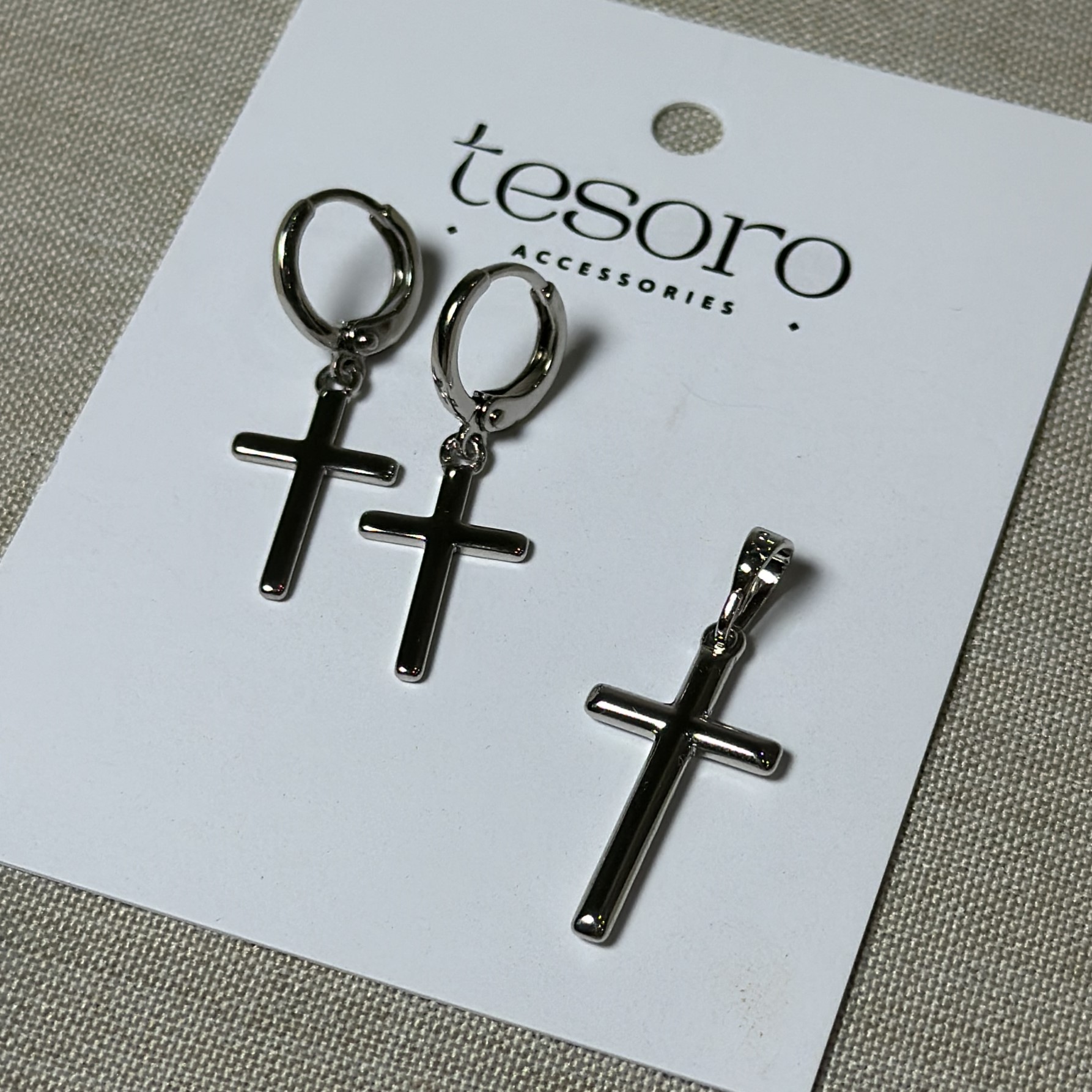 Набір Хрестик срібний медичне золото