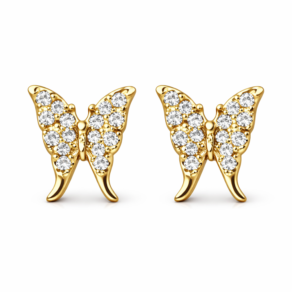 Дитячі сережки-пусети Метелики медзолото