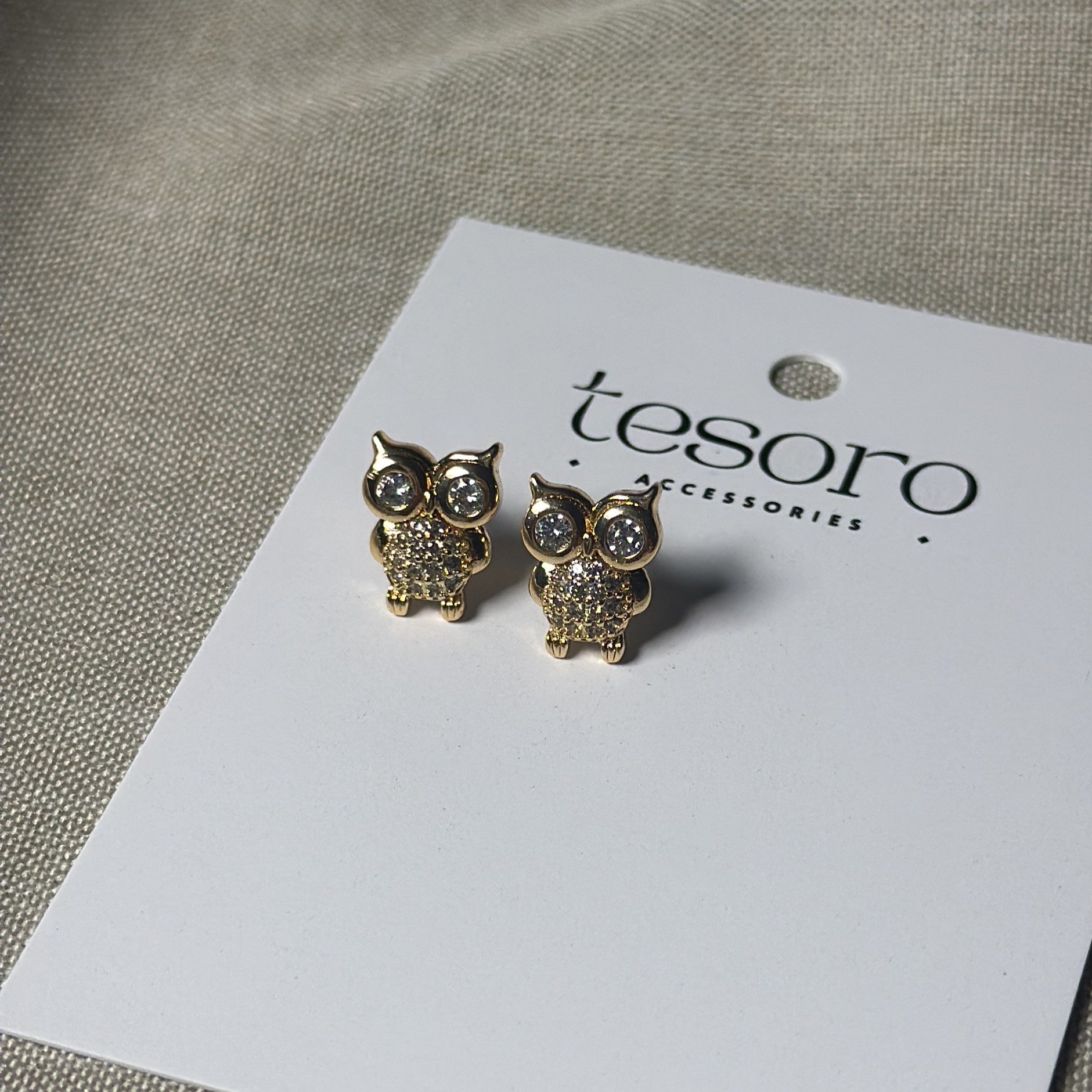 Дитячі сережки-пусети Сова медзолото - Зображення 5