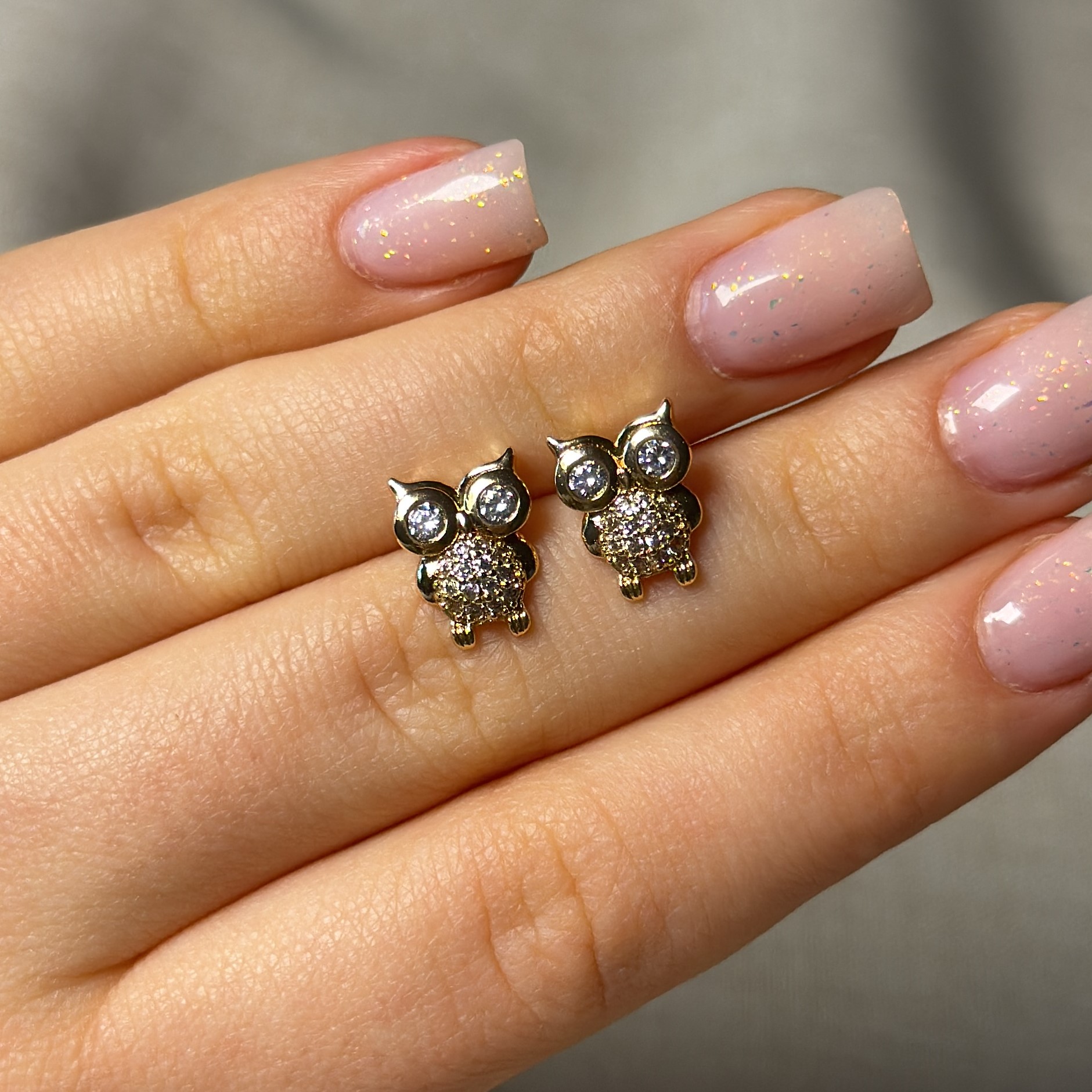 Дитячі сережки-пусети Сова медзолото - Зображення 4