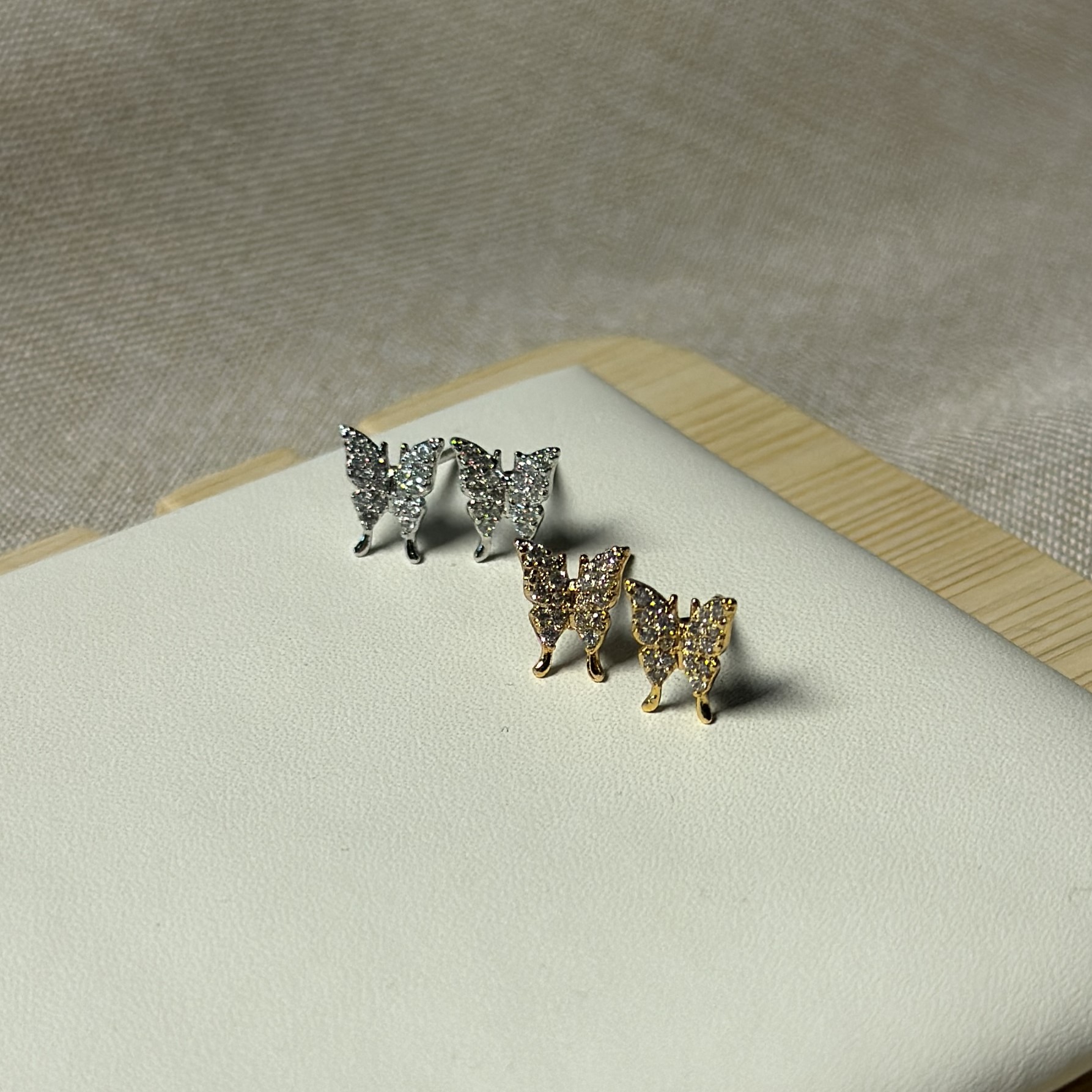 Дитячі сережки-пусети Метелики медзолото - Зображення 2