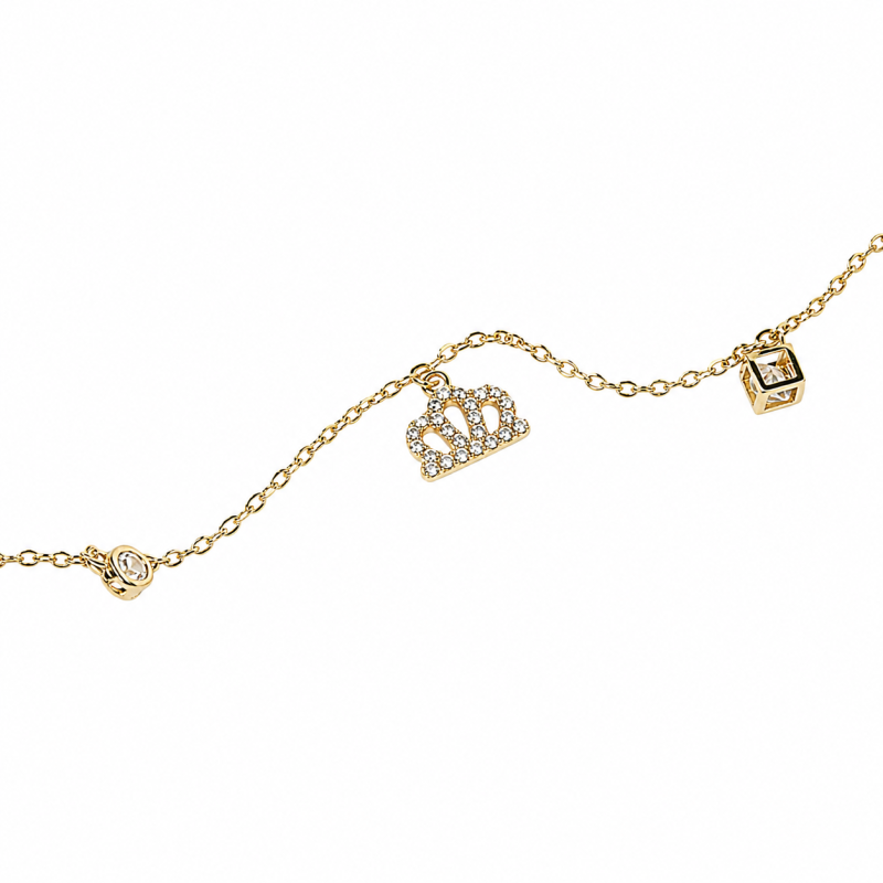 Браслет на ніжку з камінчиками Корона медзолото